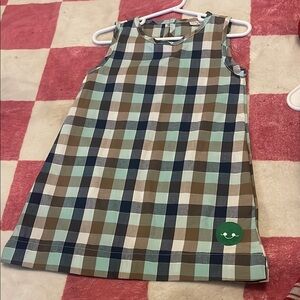 Plaid Sleeveless Smiling Button Dress